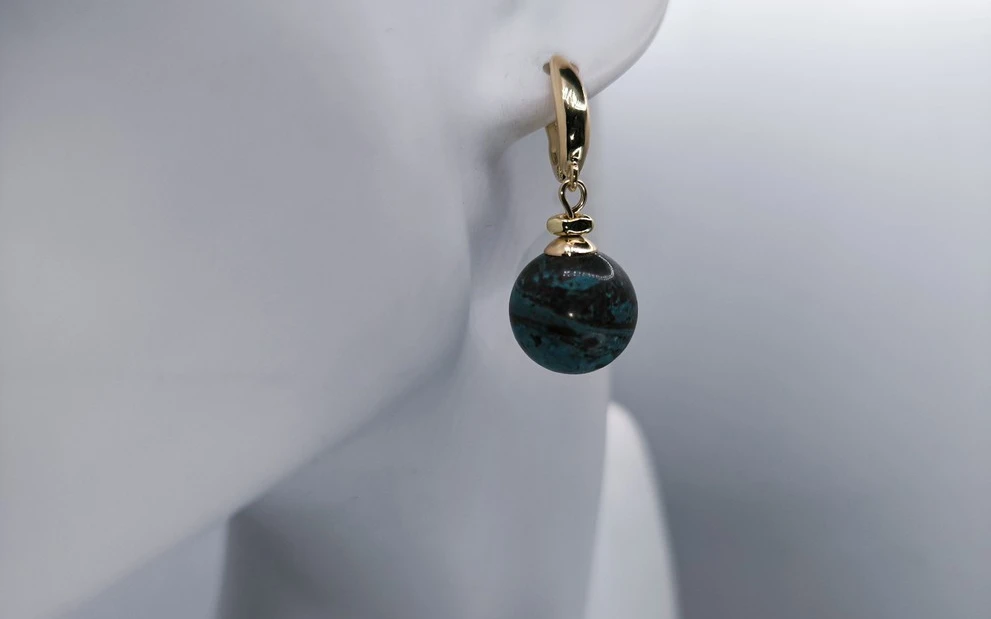 Серьги с хризоколлой ар-3