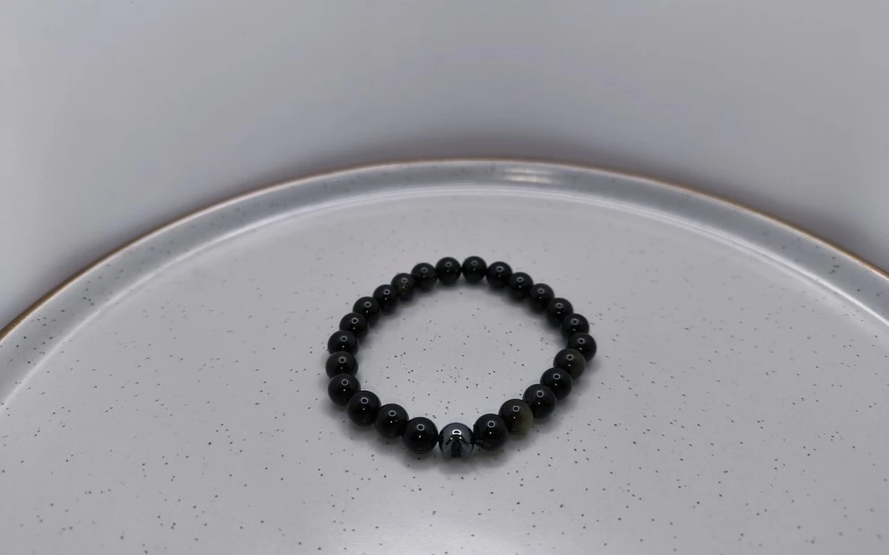 Браслет мужской из обсидиана