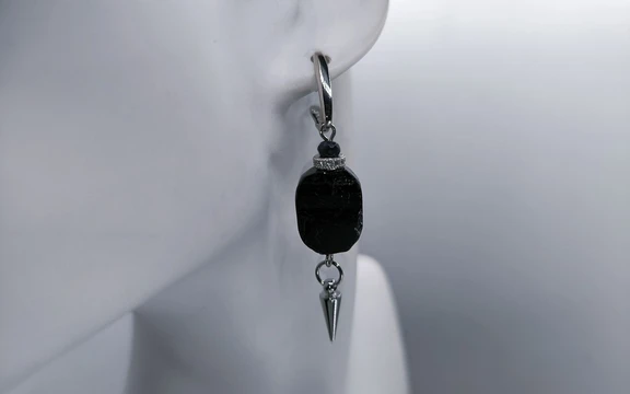 Серьги с черным турмалином-шерлом