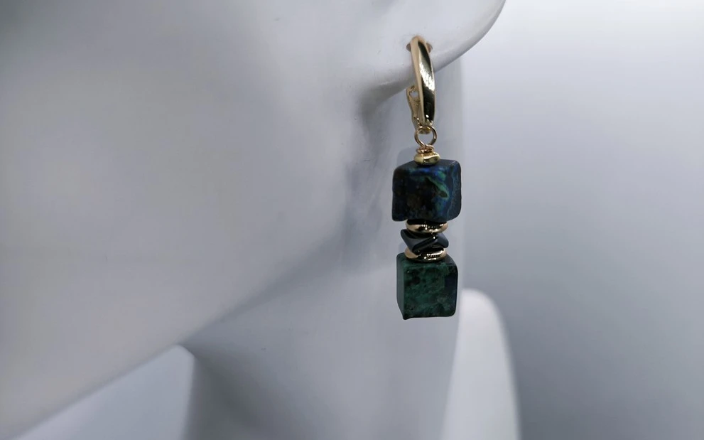 Серьги с хризоколлой ар-4