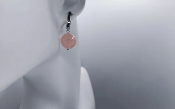 Серьги из розового кварца ар-5