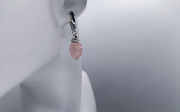 Серьги из розового кварца ар-2