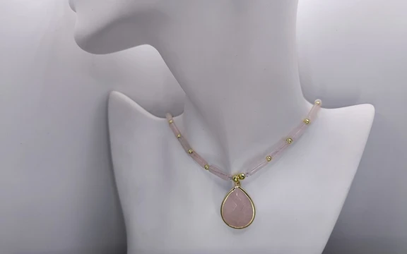 Бусы из розового кварца ар-5