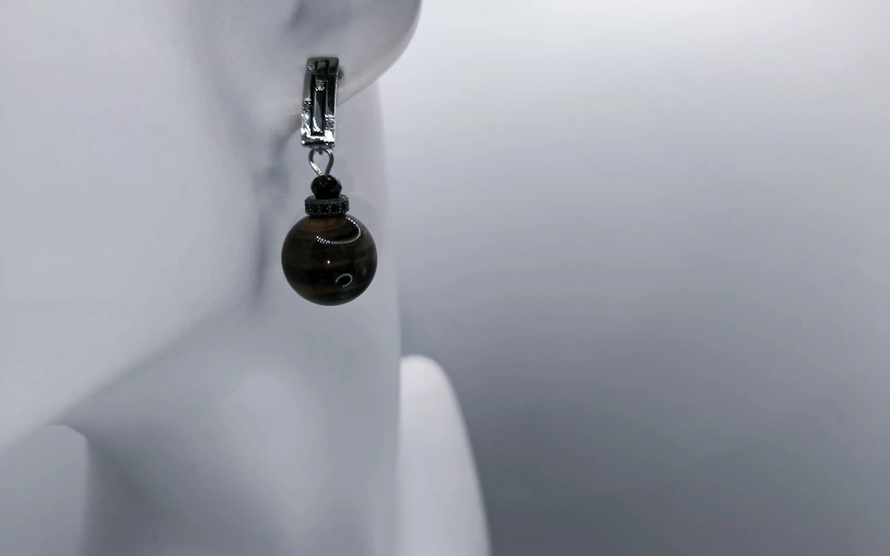Серьги из тигрового глаза ар-3