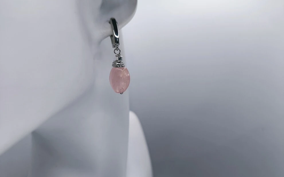 Серьги из розового кварца ар-2