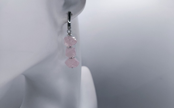 Серьги из розового кварца ар-3