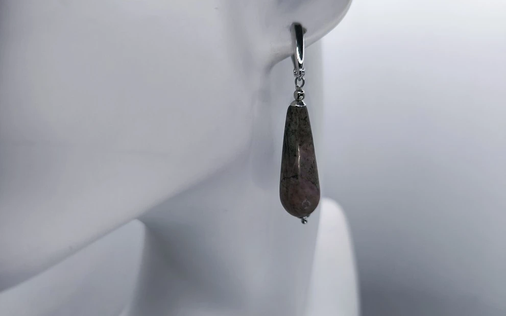 Серьги из родонита ар-2